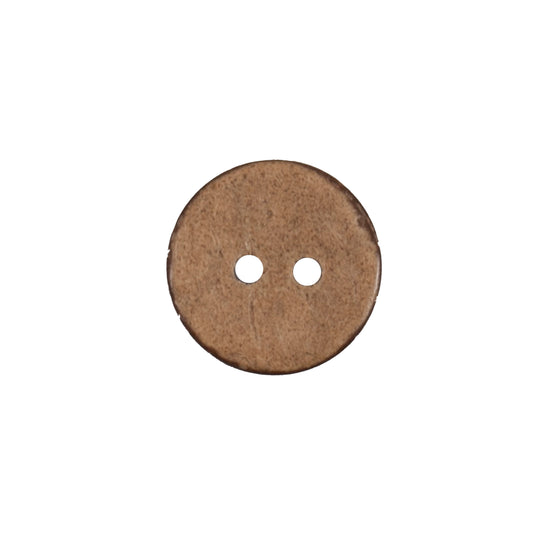 Natural beige coconut-effect round button with two holes, 15mm