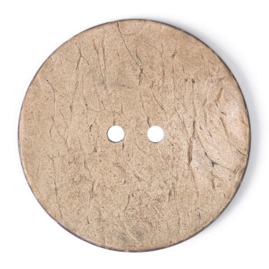 Natural beige coconut-effect round button with two holes, 40mm