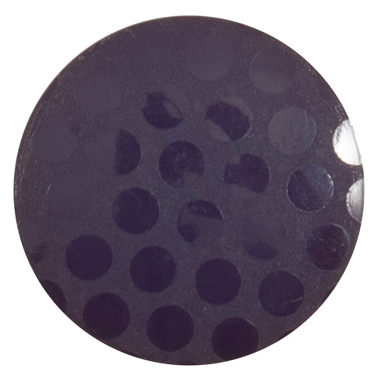 Dark purple round button with a polka dot pattern, 22mm