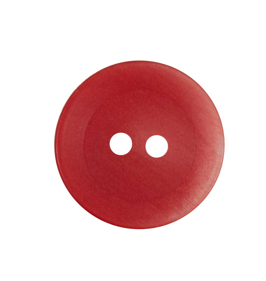Red round button with two holes, 17mm