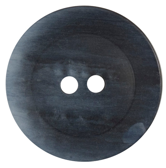 Charcoal grey marbled round button with two holes, 22mm