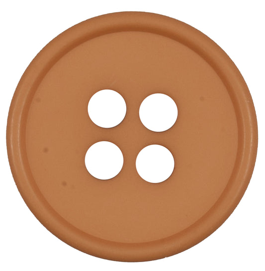 Caramel brown four-hole button with raised rim