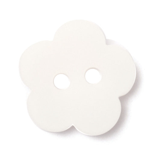 White flower-shaped two-hole button