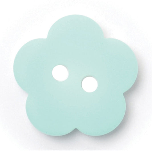 Aqua flower-shaped two-hole button