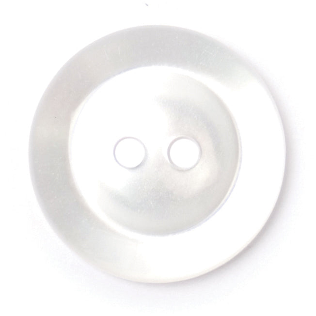 White pearl-effect round 2-hole button