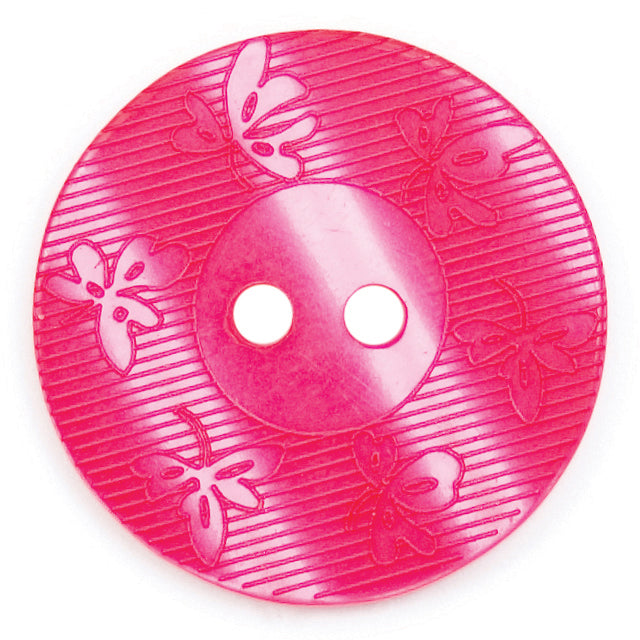 Bright Pink Butterfly 22mm buttons by Vogue Star