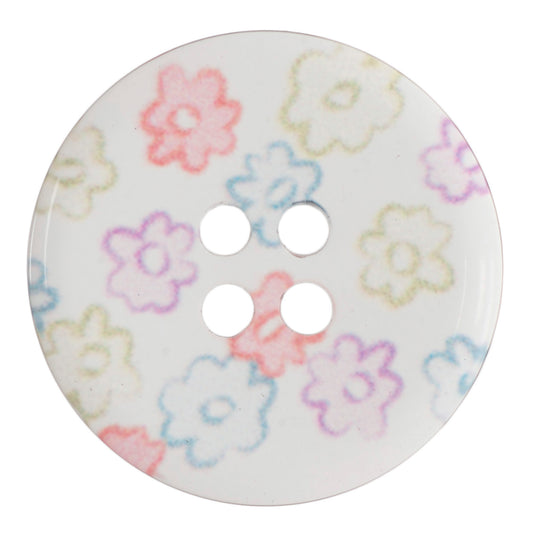 White Pastel Flower Print 15mm buttons by Vogue Star