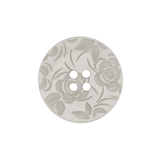 White Engraved Rose 22mm buttons by Vogue Star
