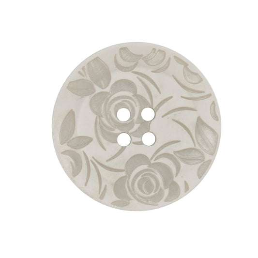 White Engraved Rose 27mm buttons by Vogue Star