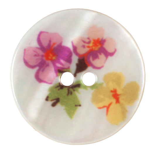 Pearly White Painted Pansy 25mm buttons by Vogue Star