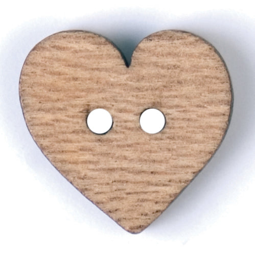 Heart-shaped button with a wood-grain finish