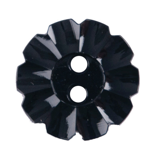 Glossy black flower-shaped button
