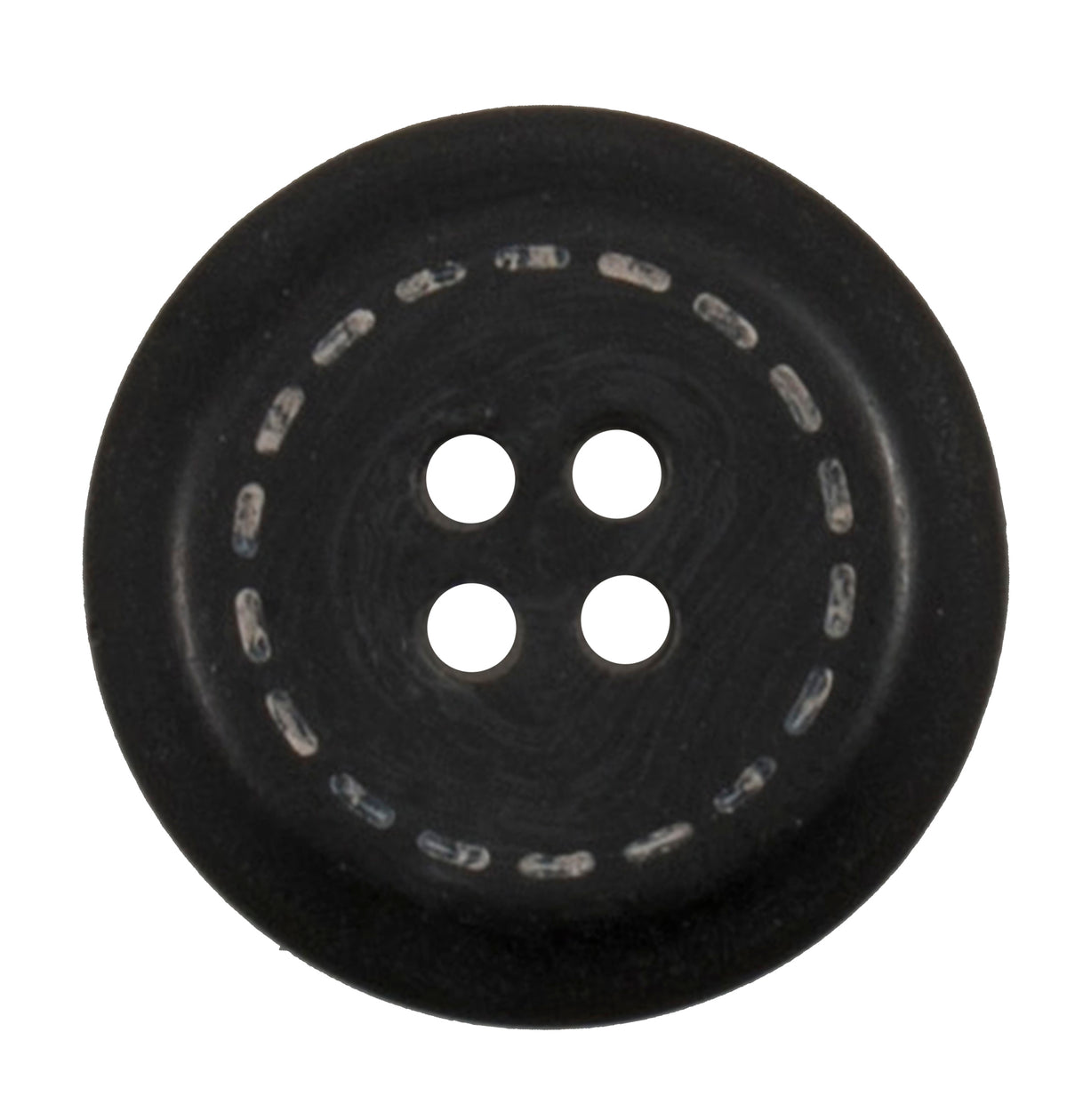 Black button with a stitch-effect ring detail