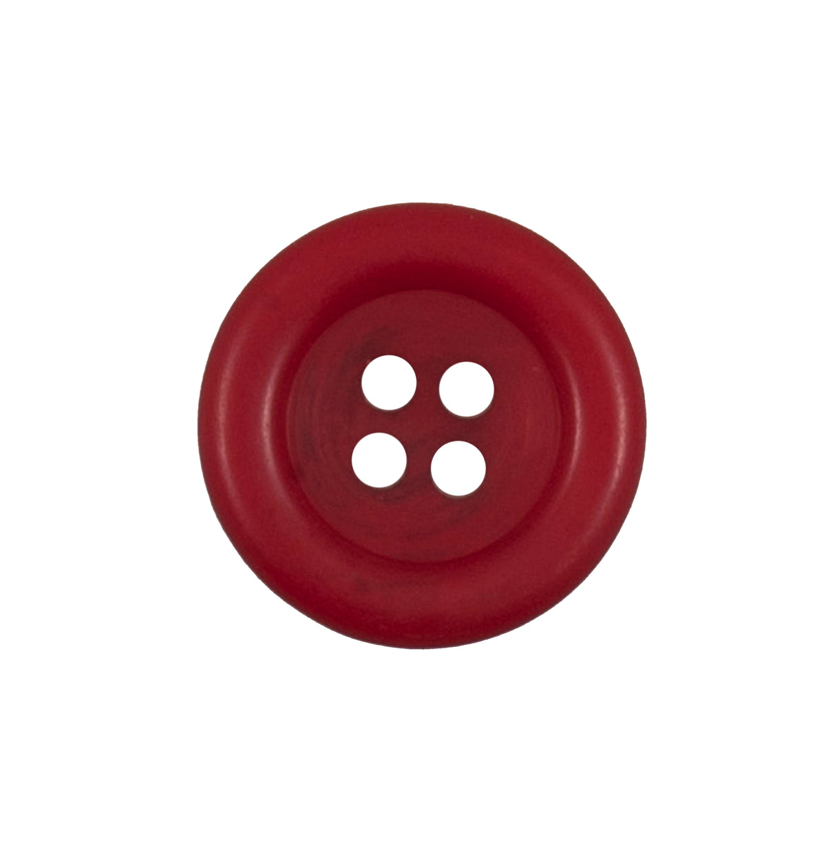 Dark red button with a raised rim