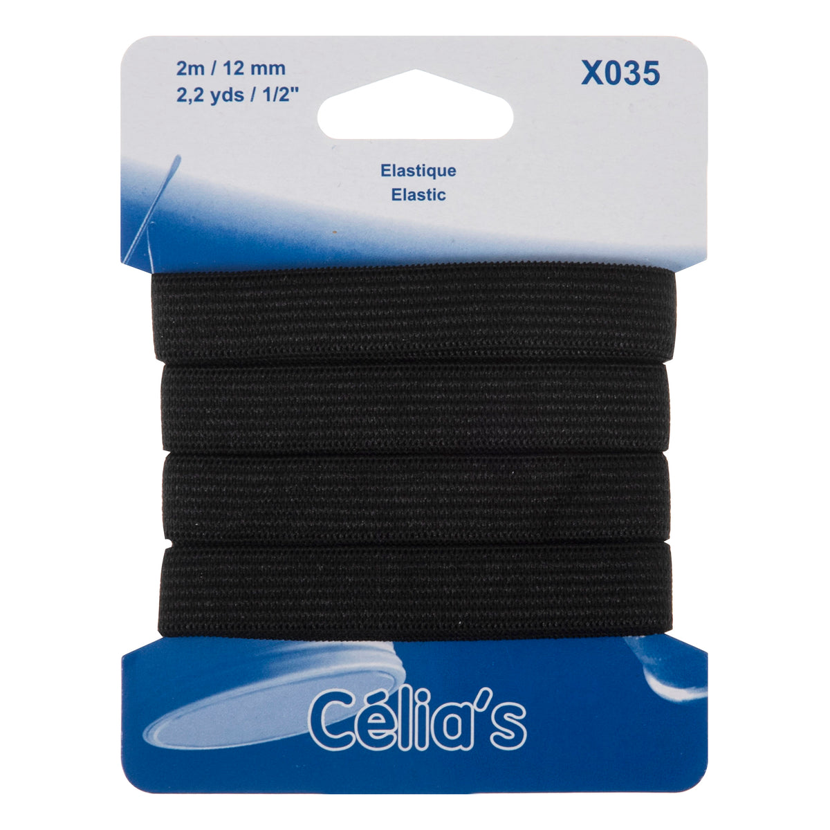 Card of black 12mm elastic