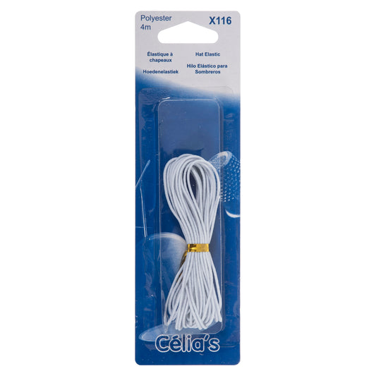 Length of white hat elastic on a card