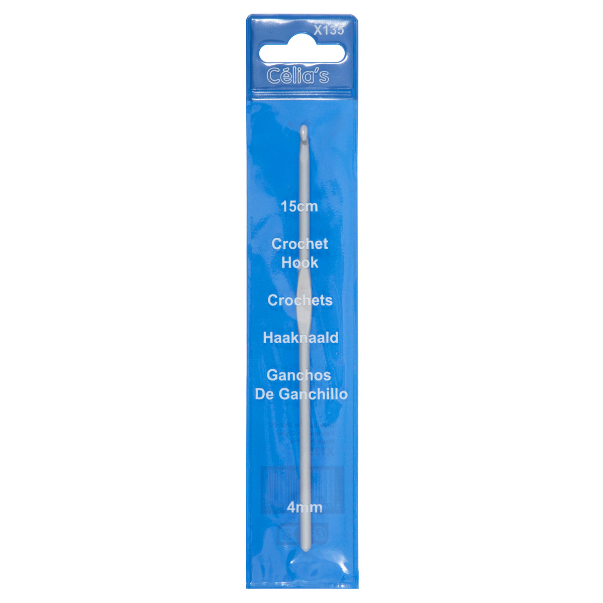 4mm Aluminium crochet hook in a blue pack
