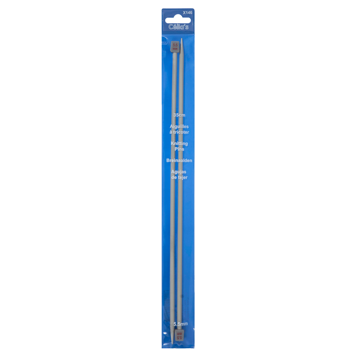 Pair of 5.5mm single-ended knitting needles, 35cm long