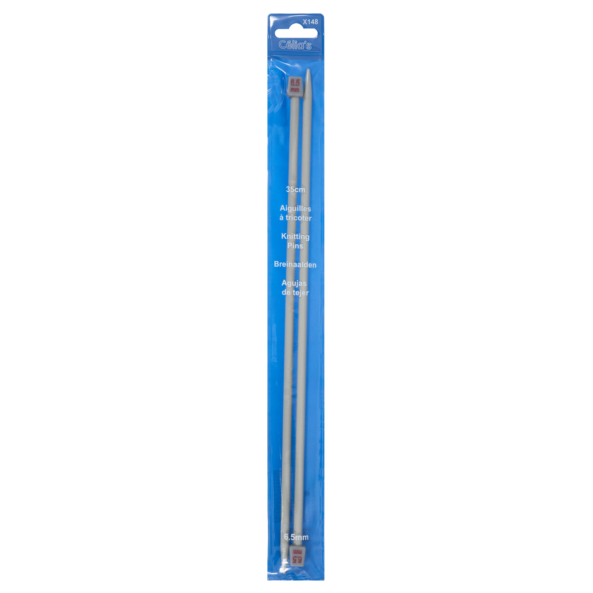 Pair of 6.5mm single-ended knitting needles, 35cm long