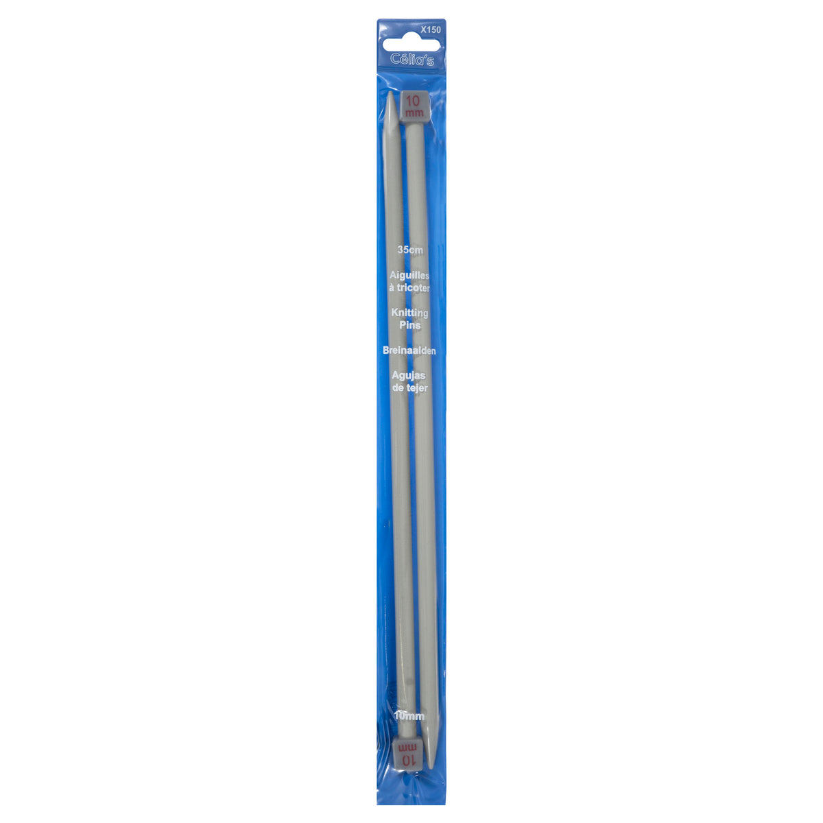 Pair of 10mm single-ended knitting needles, 35cm long