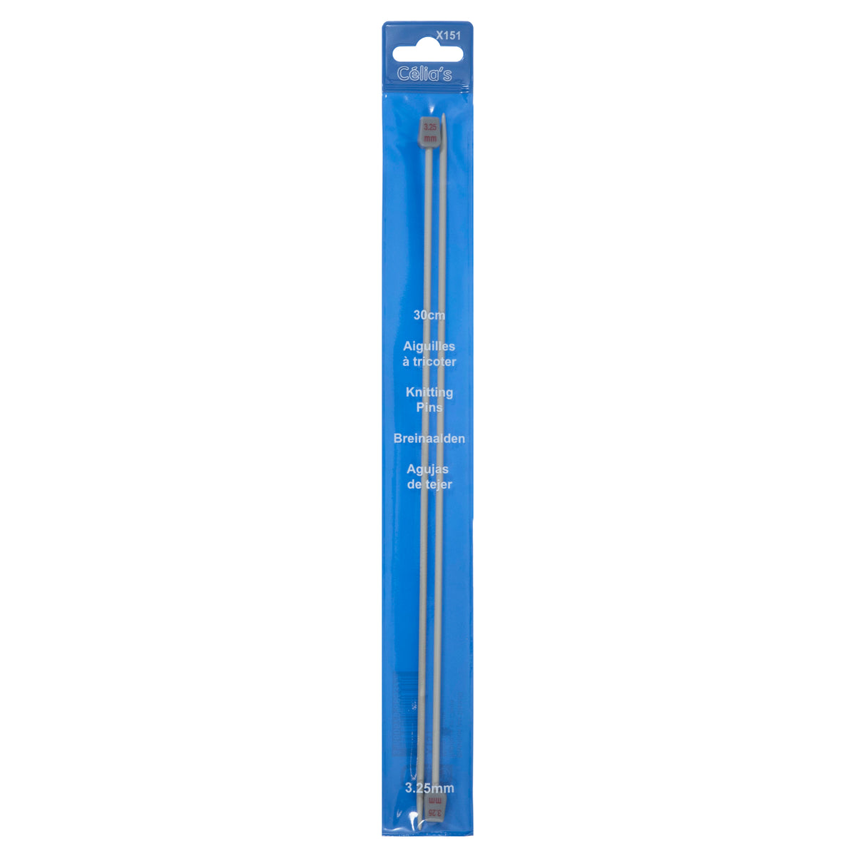 Pair of 3.25mm single-ended knitting needles, 30cm long