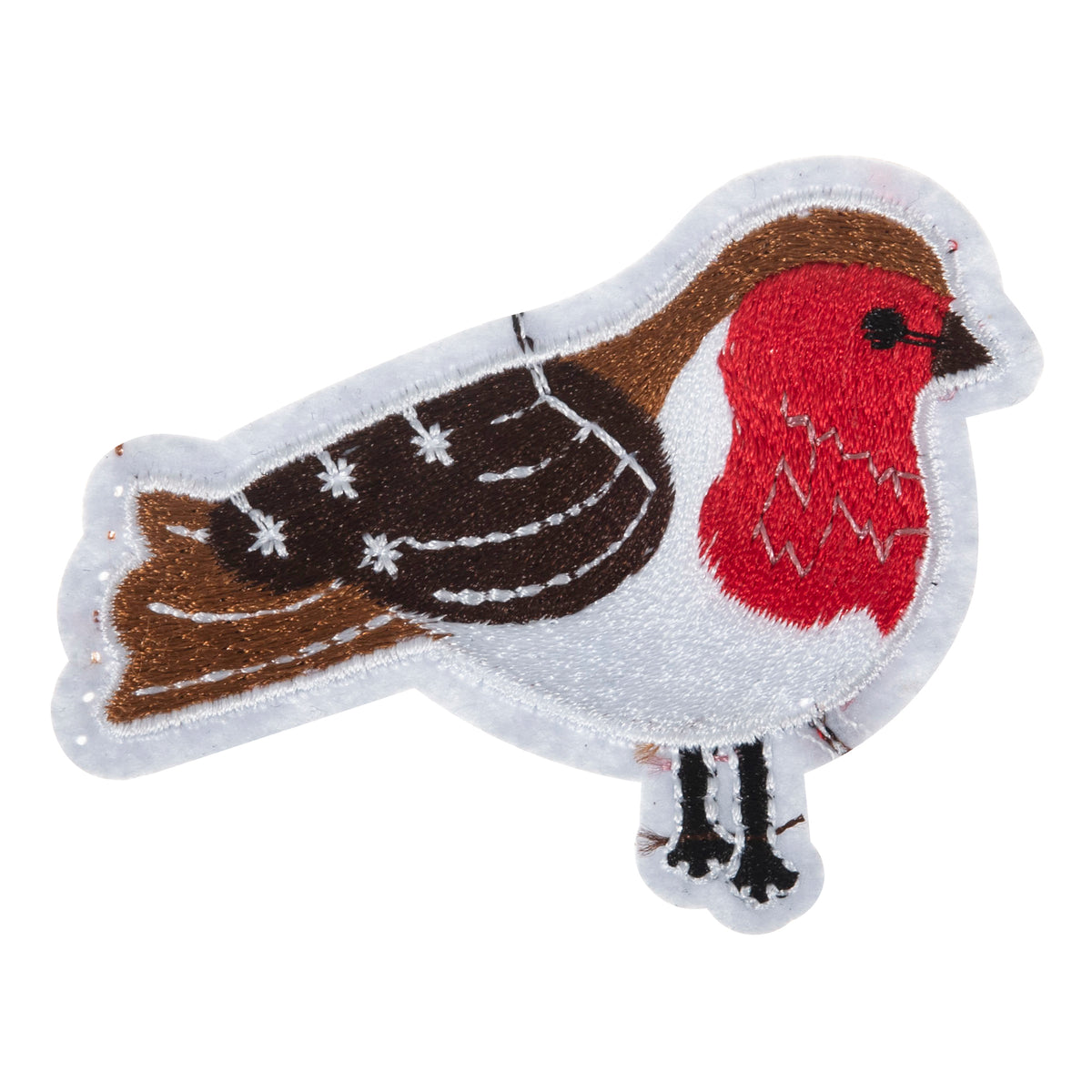 Robin Christmas embroidered iron-on motif