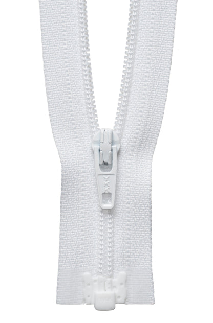 White YKK lightweight open end zip, 25cm