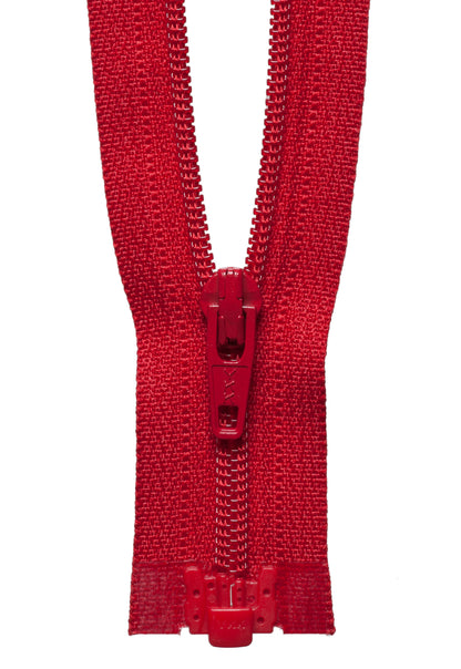Red YKK lightweight open end zip, 25cm