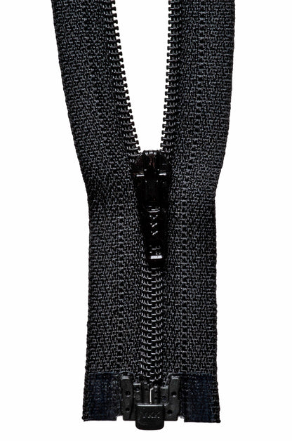 Black YKK lightweight open end zip, 25cm