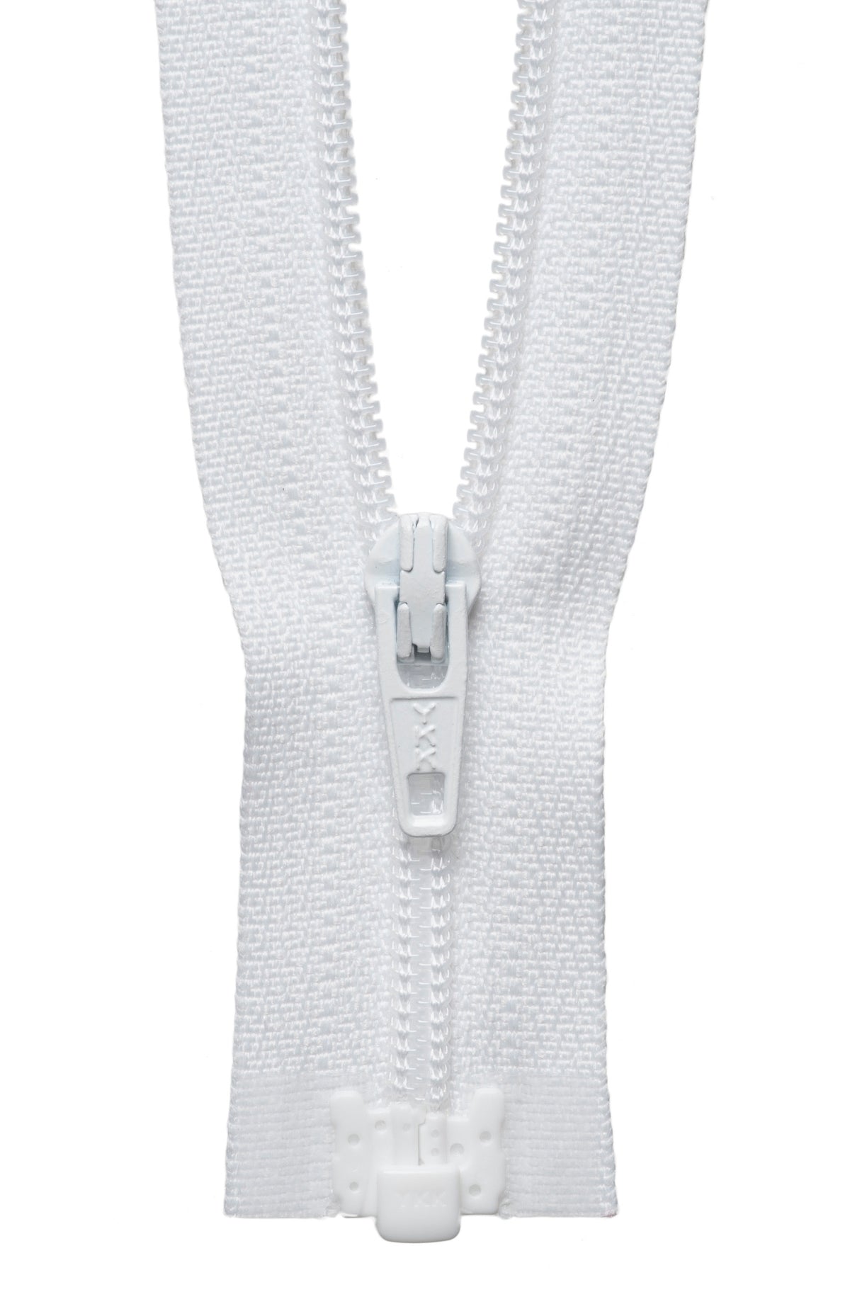 White YKK lightweight open end zip, 30cm