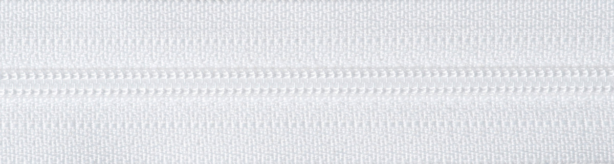 White YKK lightweight open end zip