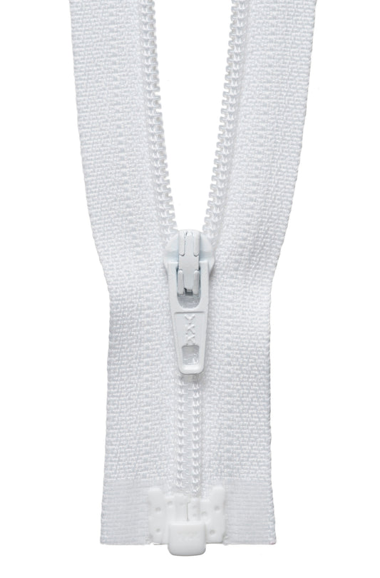 White YKK lightweight open end zip, 41cm