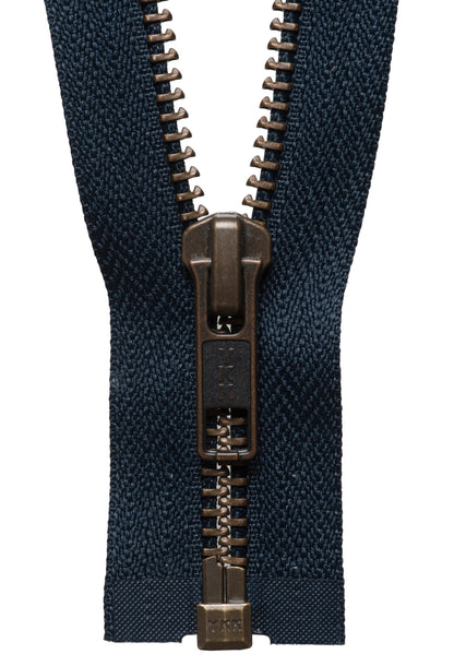 Dark Navy YKK metal tooth open end zip