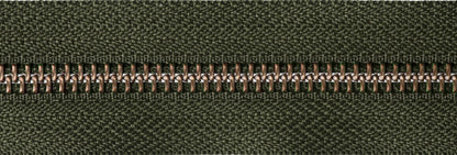 Khaki YKK metal tooth open end zip, 71cm