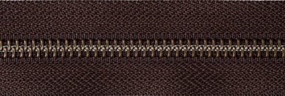 Brown YKK metal tooth open end zip, 71cm