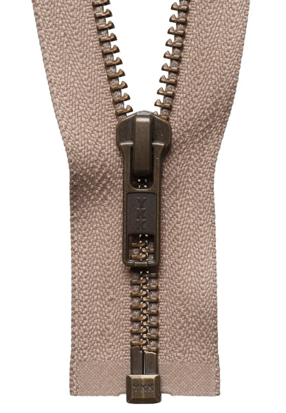 Fawn YKK metal tooth open end zip, 71cm
