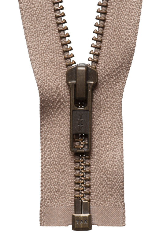 Fawn YKK metal tooth open end zip, 71cm