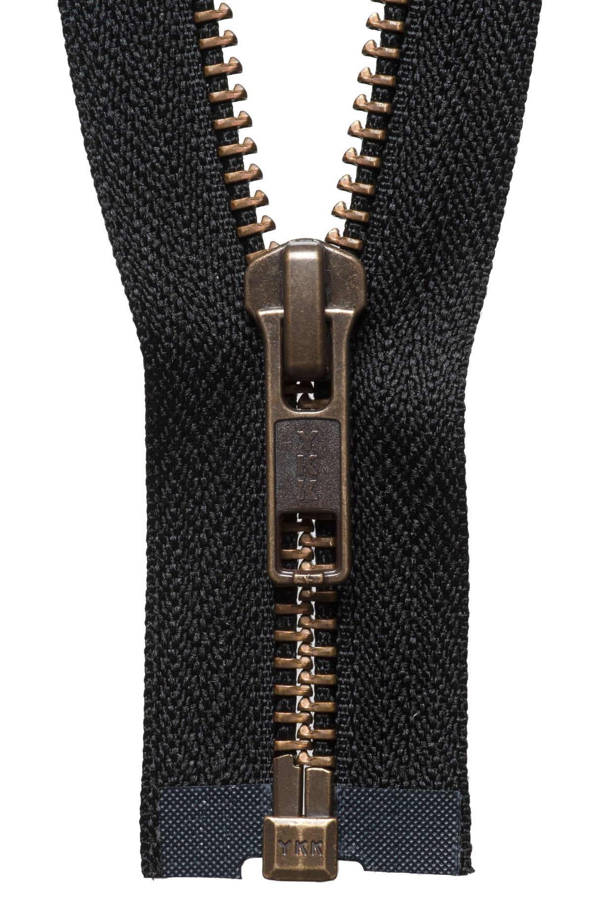 Black YKK metal tooth open end zip, 71cm