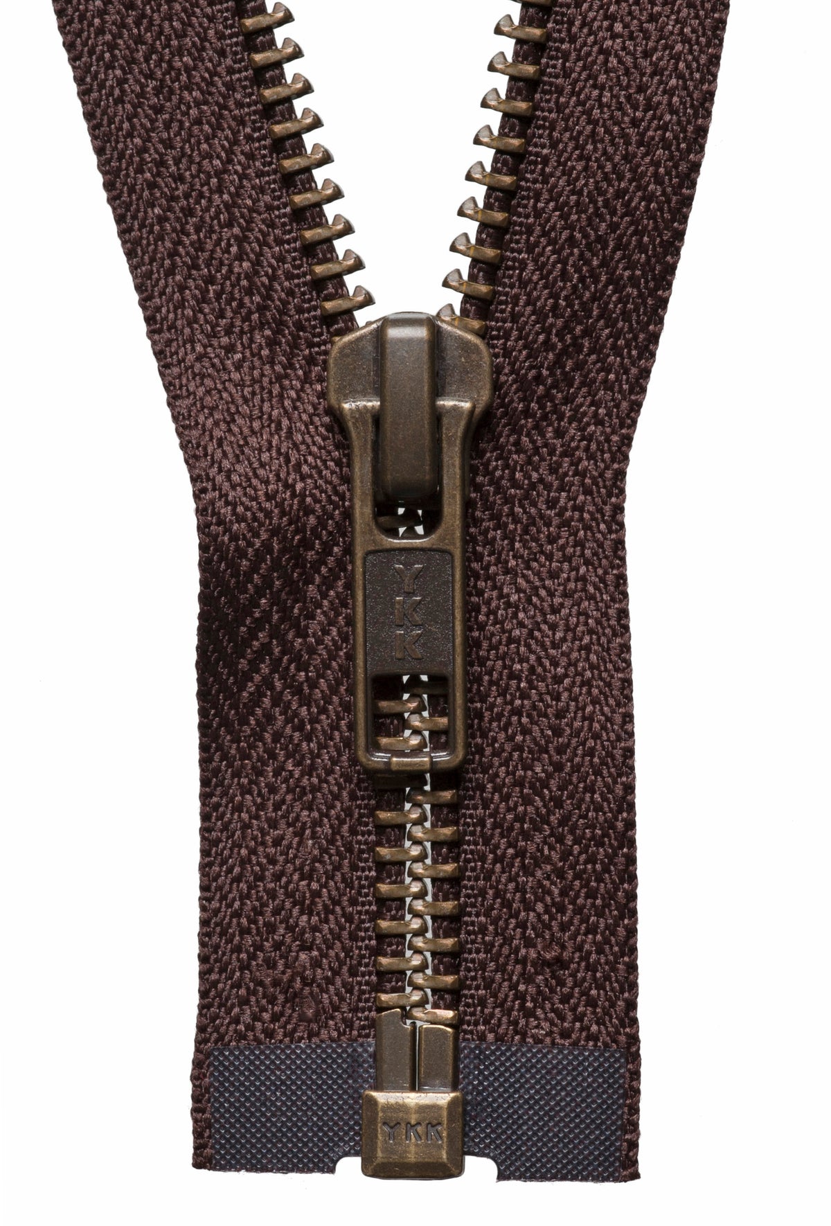 Brown YKK metal tooth open end zip