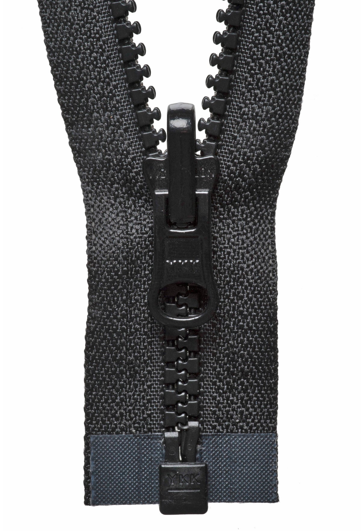 Black YKK Vislon chunky plastic open end zip