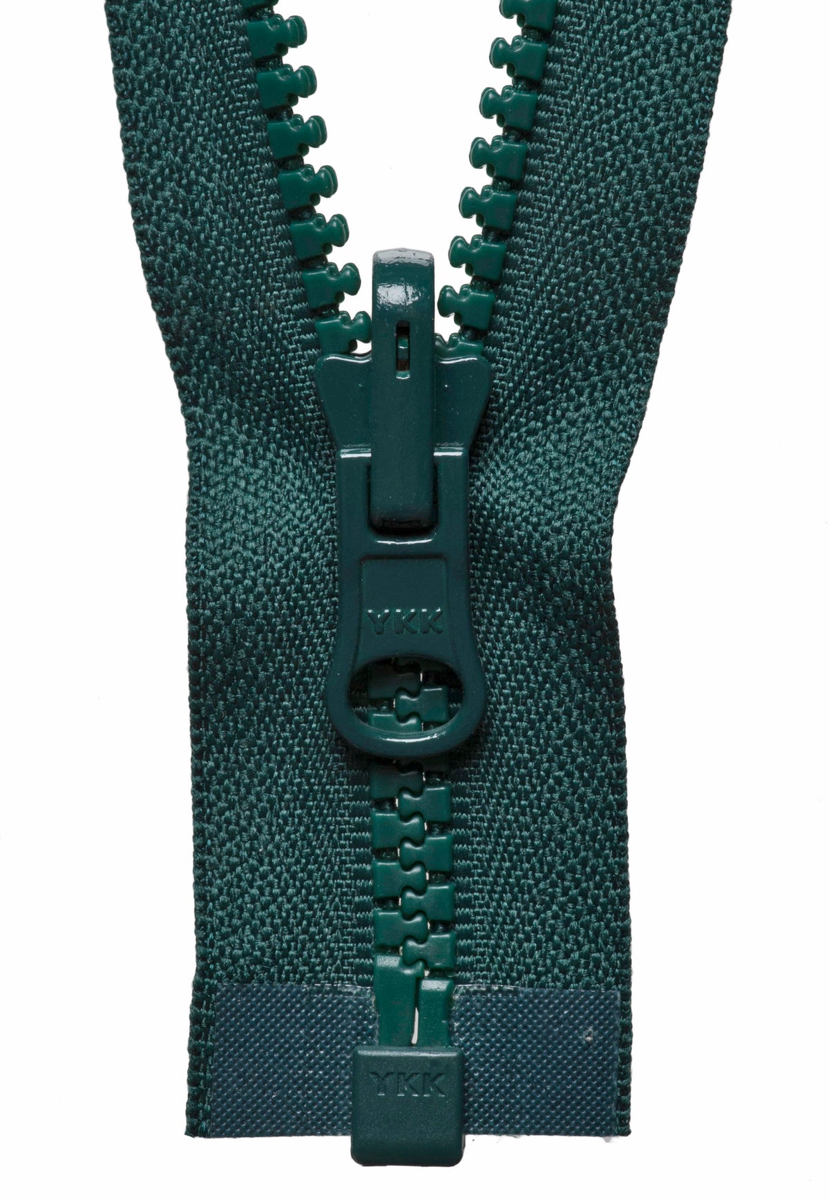 Forest Green YKK Vislon reversible open end zip with chunky plastic teeth