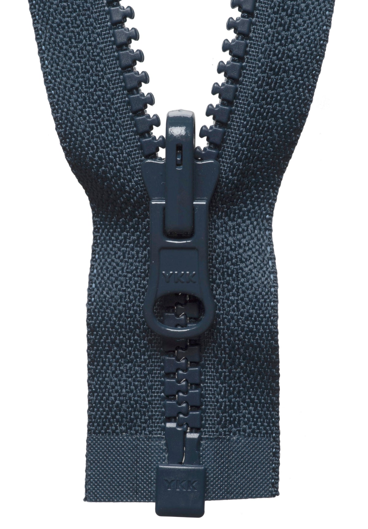 Dark Navy YKK Vislon reversible open end zip with chunky plastic teeth