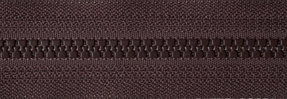 Brown YKK Vislon reversible open end zip with chunky plastic teeth