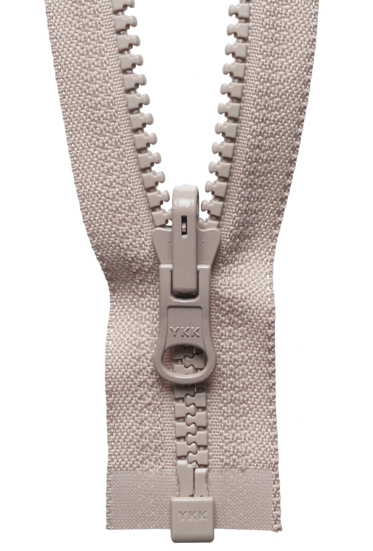 Fawn YKK Vislon reversible open end zip with chunky plastic teeth