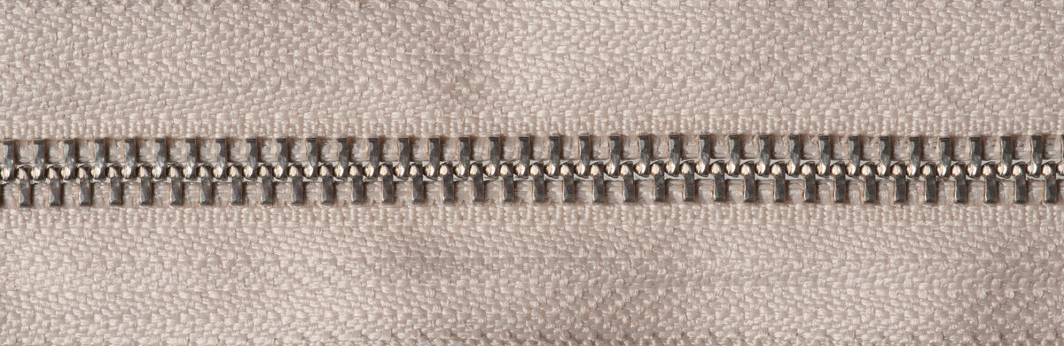 Beige YKK nickel free metal open end zip, 41cm