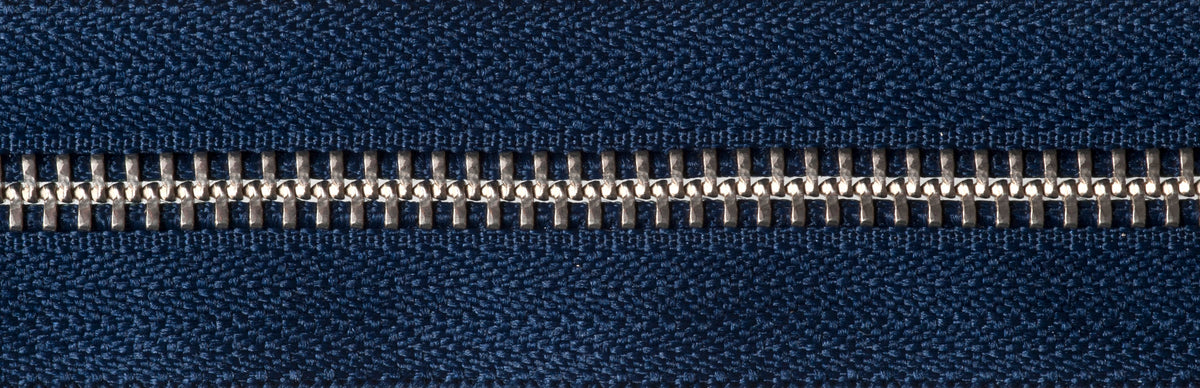Navy YKK nickel free metal open end zip, 41cm