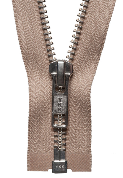 Fawn YKK nickel free metal open end zip, 61cm