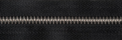 Black YKK metal open end zip with metal teeth