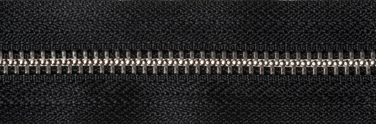 Black YKK nickel free metal open end zip, 71cm