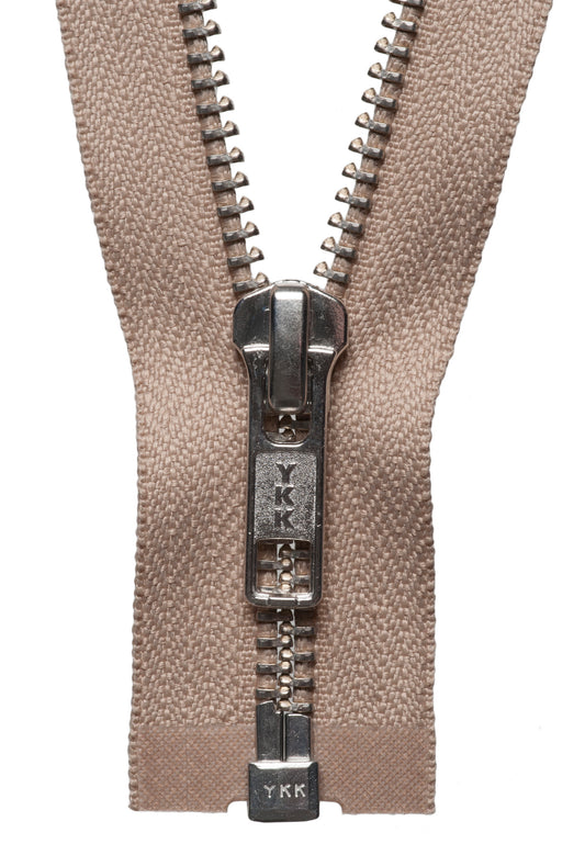 Fawn YKK nickel free metal open end zip, 81cm